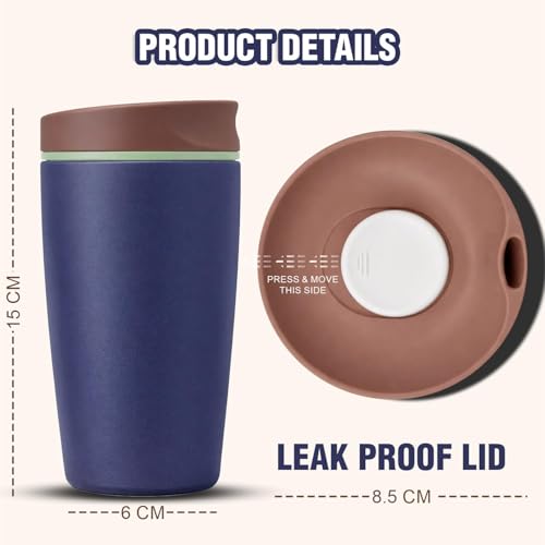 Image of Stvin Insulated Coffee Mug with Lid for Office & Travel | Reusable Double Walled Coffee Mug for Men & Women | Hot & Cold Beverage Cup - No Handle (Navy Blue)