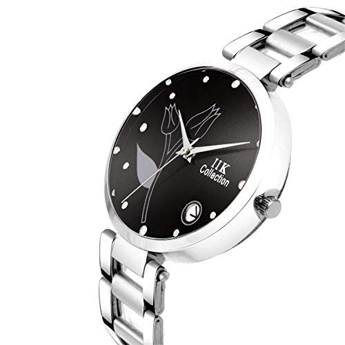 Image of IIK COLLECTION Round Dial Stainless Steel Bracelet Chain Analogue Day & Date Functioning Watch For Women And Girls, Dial Color-Assorted