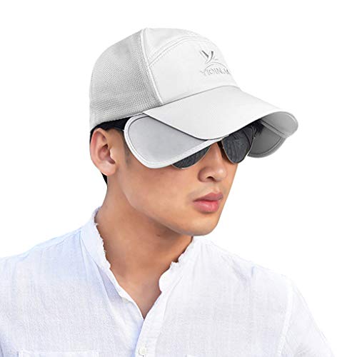 Image of Unisex Baseball Cap with Retractable Extended Brim UV Protection Mesh Sun Hat Summer Safari Fishing Camping Hat