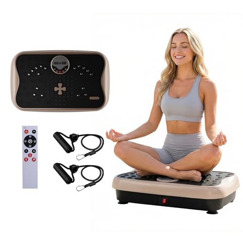 Image of Vibration Plate Exercise Machine, Vibrating Plate for Lymphatic Drainage Weight Loss, Full Body Shake Plate with Resistance Bands, Clover Design Vibration Board for Health & Good Luck Home Gym Gifts