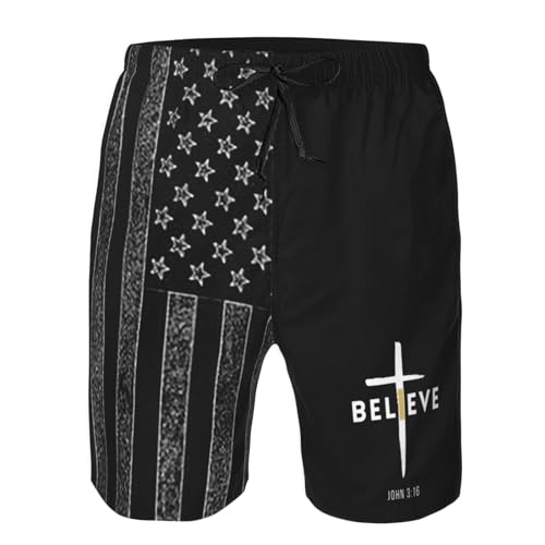 I Believe John 3 16, Christian, Cross Men's Swim Trunks Swim Shorts Board Shorts Swimsuit Swimwear Men's Beach Shorts4