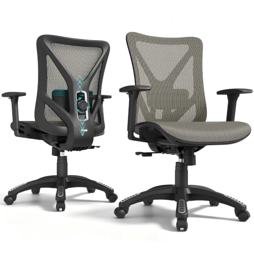 Image of Ergonomic Office Chair, Mesh Computer Desk Chairs with BIFMA X5.1 Certified, Adjustable Lumbar Support, 3D Arm, Tilt Back, Wide Seat, Comfy Swivel Work Task Chair for Company and Home (Apricot Mist)