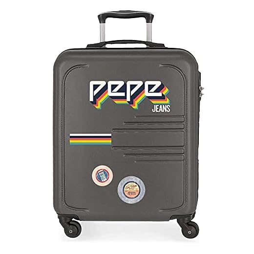 Pepe Jeans Edison Maleta de Cabina Gris 39x55x20 cms Rígida ABS Cierre combinación 37L 2,7Kgs 4 Ruedas Equipaje de Mano