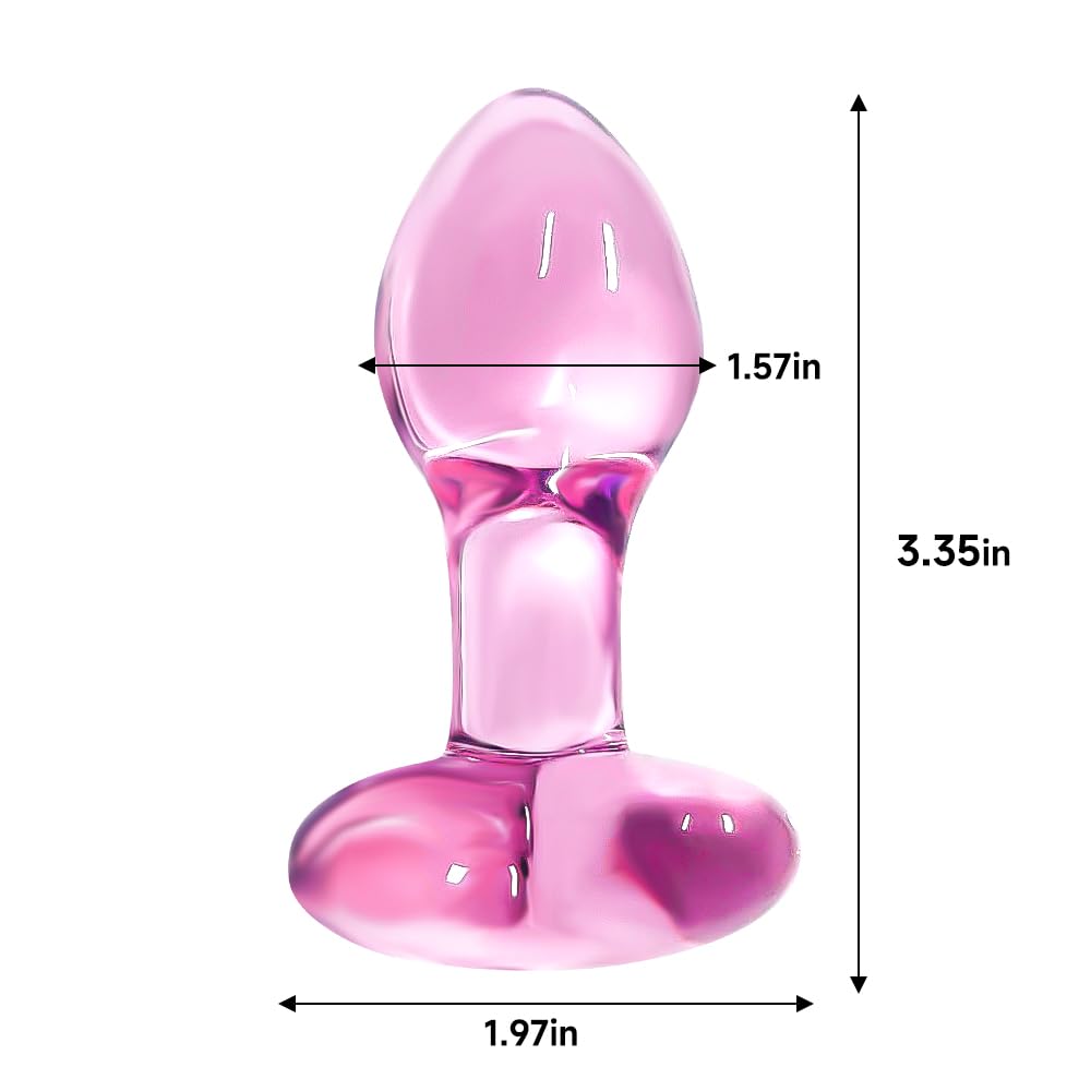 Crystal Glass Butt Plug,Mini Pink Glass Anal Plug, Anal Masturbation Plug for Men Women Gay and Couples