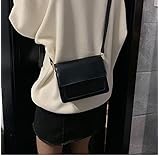 Distant PUメッセンジャーパック、シンプルなテクスチャレトロな小さな袋、女性の斜めのバッグ (Color : Black)