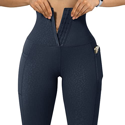 MOOSLOVER Women Corset High Waisted Leggings with Pockets Tummy Control Body Shaper Yoga Pants3