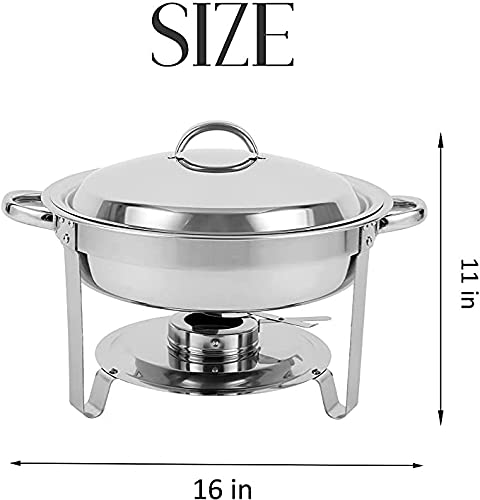 4er Pack mit 5 Quart Full Size Edelstahl Runde Chafers und Buffetwärmer Sets mit Wasserpfanne, Lebensmittelpfanne… – Bild 8