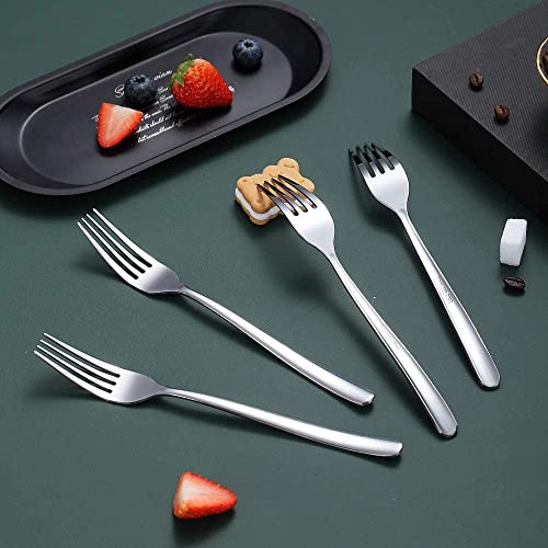 Image of Dinner Forks Food Grade Stainless Steel Silverware Forks,Table Forks,Flatware Forks Mirror Finish & Dishwasher Safe,Use for Home,Kitchen or Restaurant (Silver, Set of 12)