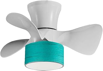 Genérico VENTILADOR INFANTIL DE TECHO LUZ LED FLY BLANCO CUERDA AZUL TURQUESA 20W MOTOR DC , CON MANDO A DISTANCIA Y APP JUERIC INVEST
