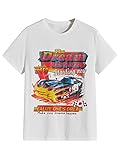 SOLY HUX Men's Graphic Tees Letter Print Vintage T-Shirts Short Sleeve Crewneck Casual Summer Tee Top White Red Multi M