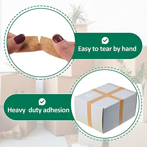 Zonon 2 Rollen 2 cm x 30 M Kraftpapier Band Selbstklebendes Verpackung Papierband Braunes Kartonsiegel Band für Verpackung Kartons, Versandkarton und Karton Versiegelung