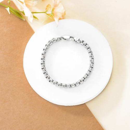 Pulsera de plata 925 eslabón caja 5mm 7 pulgadas miniatura 6