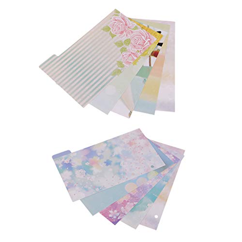 Prettyia 10 Sheets A6 Floral Pattern Index Card Dividers Page Tab for 6-Holes Ring Binders Notebook Planner