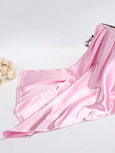 Silk Like Neck Scarf Square Scarf Satin Headscarf ascot Neck Scarves for Women(23.62 x 23.62 Inches,Pink)2