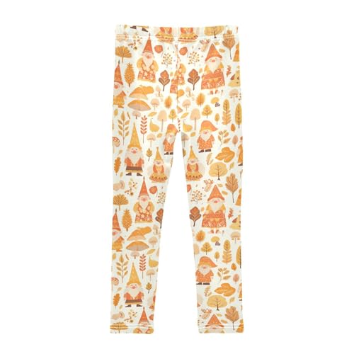 Autumn Gnomes Yellow Leaves Berries Vintage Kids Girl's Leggings Comfortable High Waisted Dance Pants Exercise2