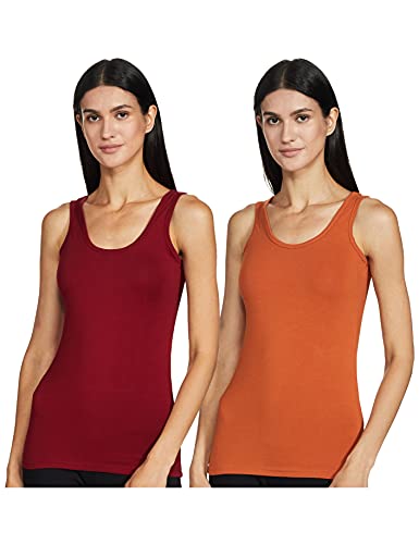 Image of Longies Women's Sleeveless Camisole (LWSLTPO2V001 D.Maroon & Rust10 S)