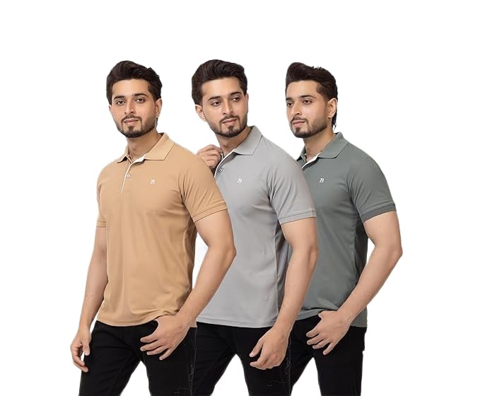 Image of Regular Fit Half Sleeve Soft and Comfortable Solid Polo T-Shirt for Mens (Pack of 3)