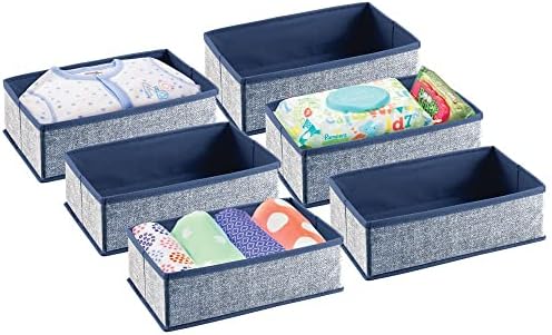 mDesign Wardrobe Organiser - Set of 6 - Grey Drawer Inserts - Cube Storage Boxes for Clothes, Cosmetics, Diapers, Wipes, Lotion or Medication