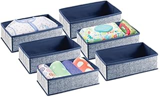 mDesign Wardrobe Organiser - Set of 6 - Grey Drawer Inserts - Cube Storage Boxes for Clothes, Cosmetics, Diapers, Wipes, Lotion or Medication