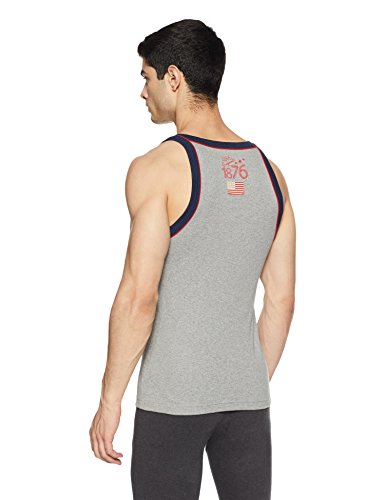 Image of Jockey US54 Men's Super Combed Cotton Rib Square Neckline Gym Vest with Back Panel Graphic Print (Shoulder Starp Color May Vary)