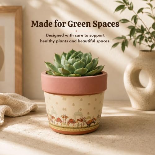 Image of Urban Upvan Decorative Terracotta Baby Pink Multi-Shades Planter Pot for Home & Garden | Indoor Outdoor Flower Pot for Balcony, Living Room, Office & Table Decor (Pack of 1)