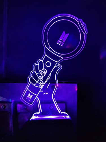 Image of 3D Optical Illusion BTSs3 Acrylic Night Lamp, 7 Colors RGB Auto Color Changing Led Plug and Play Night Light Lamp (Acrylic, Multi Color, Pack of 1) (BTSs3)