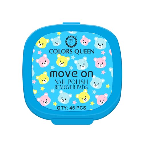 Image of Colors Queen Move On Nail Polish Removers Pads | Easy Application Nail Paint Remover Wipes | Keeps Nails Moisturized & Nourished | Alcohol & Aceton Free Nail Polish Remover Wipes (45 Wipes, Blue)