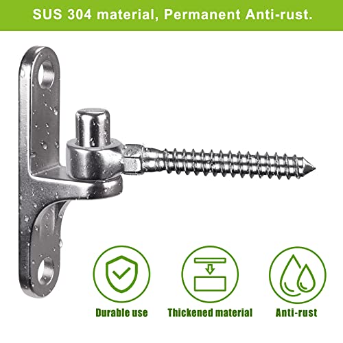Insaga 2Pack Wall Mount Gate Hinge | 304 Stainless Steel Gate Hinges For Farm Gate, One-Piece Molding Hinge Screw Eye With Hole Dia 5/8'' For Chain Link Fence Post Gate #TOP2