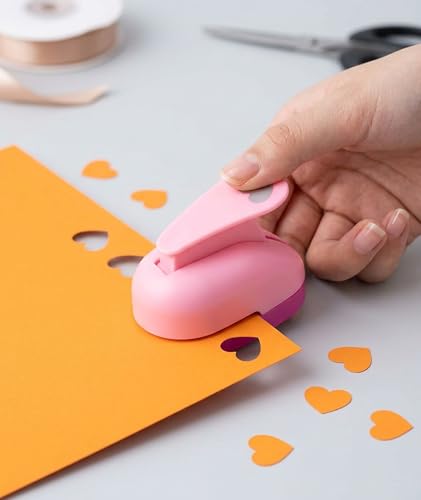 Image of 101 Pcs Stamp Puncher and Origami Paper, Postage Stamp Punch, Paper Punch Tool Set for DIY Scrapbooking and Craft Projects (Light pink)