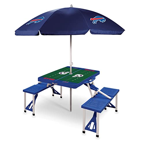 Image of PICNIC TIME NFL Picnic Table Portable Folding Table with Seats and Umbrella