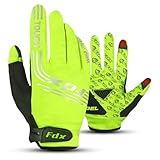 Amazon FDX Full Finger Winter Cycling Gloves, Thermal Warm, Water Resistant, Windproof, Anti-Shocking Gel Padded Palms, Touchscreen, Breathable, Anti-Slip Men Women, Racing, MTB, Riding, Running(Yellow L) #ad