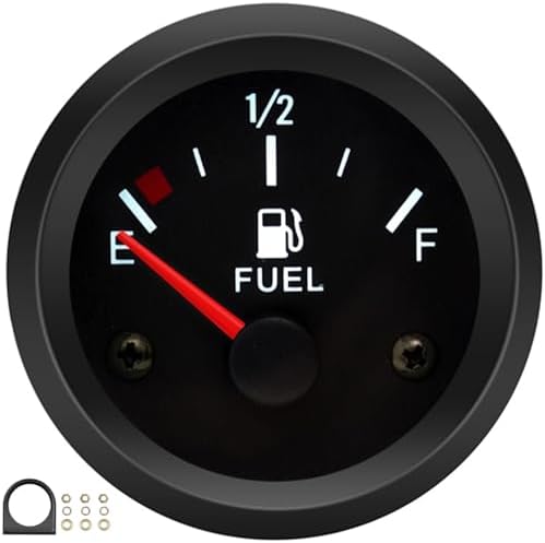 240-33 OHM Universal Fuel Gauge 2" (52mm) - E-1/2-F Fuel Level Meter with LED Backlight, 12V Fuel Tank Gauge for Cars, Trucks, Boats & Motorcycles