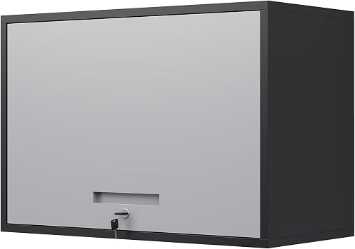 Yizosh Metal Wall Cabinet with Doors and Shelves, Wall Mounted Storage Cabinet for Garage, Basement, Kitchen, Warehouse Black Gray, 21.6" H