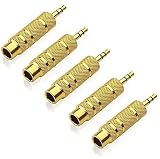 ATC® 5 Pack Gold Plated 3.5mm 1/8 inch Male to 6.3mm 1/4 inch Female Stereo Jack Cable Connector Adapter
