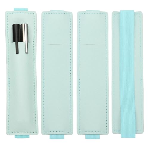 Porte-crayon réglable bleu clair en cuir PU pour 2 stylos
