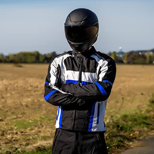 Hwk Spyder Motorcycle Jacket For Men With Weather Resistant Cordura Textile Fabric For Enduro Motocross Motorbike Riding And Impact Protection Armor, Dual Sport Motorcycle Riding Jacket (Blue, 3Xl) #TOP1