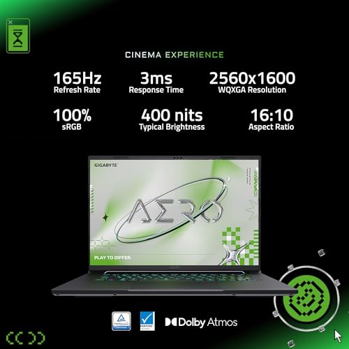 GIGABYTE - AERO X16-165Hz 2560x1600 WQXGA - NVIDIA GeForce RTX 5070 - AMD Ryzen 7 AI 350-1TB SSD con 32GB DDR5 RAM - Windows 11 Home AERO X16 1WH93USC64DH - Notebook - Immagine 4