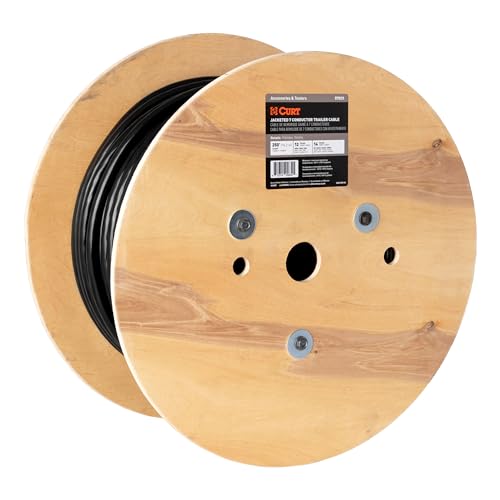 CURT 57030 7-Wire Trailer Cable Wiring, 250' Spool, 12/14 Gauge Wires