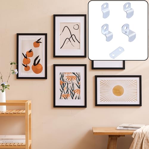 Image of 100 Pieces Offset Canvas Clips Metal Photo Frame Clips Mirror Clamps Heavy Duty Offset Mirror Clips for Picture Framing Painting Blackboard, with Screw (20 pcs Each 0 /0 inch, 1 /8 inch, 1 /4 inch 3 /8 inch 1 /2 inch)