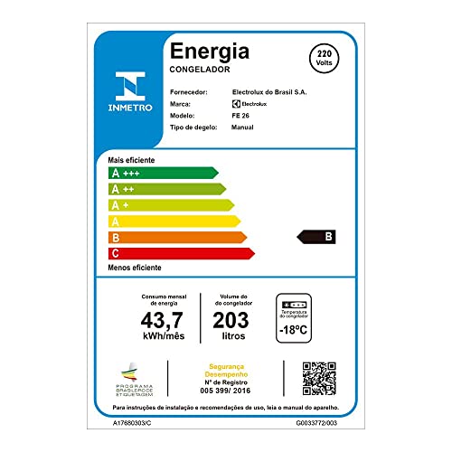Freezer 203L Vertical 110 Volts, Branco, Electrolux