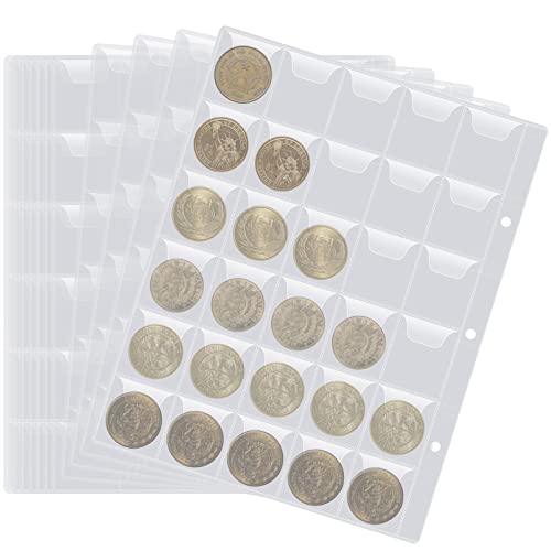 Estuches para Monedas Bolsillos para Monedas Almacenamiento de Monedas con 30 Compartimentos álbum de Colección de Monedas para Sellos de Moneda Insignias Monedas Conmemorativas (10 Hojas) Cover
