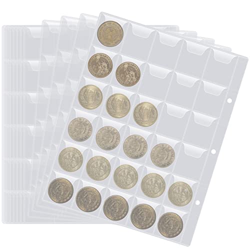 Estuches para Monedas Bolsillos para Monedas Almacenamiento de Monedas con 30 Compartimentos álbum de Colección de Monedas para Sellos de Moneda Insignias Monedas Conmemorativas (10 Hojas)