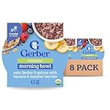 Gerber Stage 3 Baby Food, Organic Morning Bowl, Oats Barley & Quinoa, Baby Oatmeal, 8PK