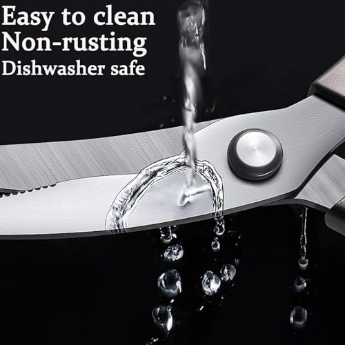 Image of ZEVON Kitchen Scissors | Heavy Duty Stainless Steel Kitchen Shears | Dishwasher Safe Food Scissors, Non Slip Sharp Cooking Scissors for Kitchen, Chicken, Poultry, Fish, Meat, Herbs-Sliver