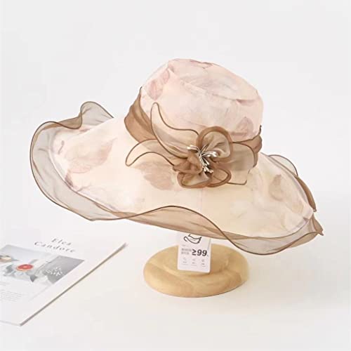 Chapeau de soleil en soie pour femme motif fleuri pliable élégant YXWYXWA