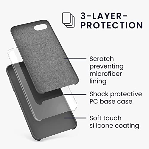 Image of VONZEE Liquid Silicone Soft Back Cover for iPhone 7 Case, Shockproof Slim Camera & Full Body Protection Non Yellowing Cover with Microfiber Lining & Logo Cut (4.7 Inch) -Grey