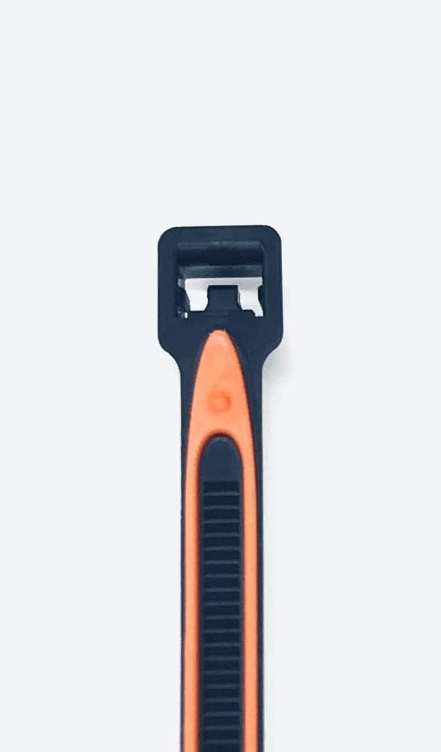 Rubber Lined, Releasable, Heavy-Duty Zip Ties, UV Rated, 8 Inch, Reusable, Black Nylon Zip Ties, Assorted Colors (Blue, Red, Orange) - GripLockTies (15, Or