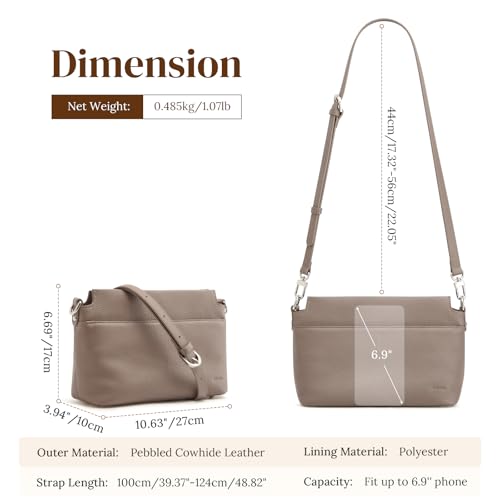 Image of S-ZONE Crossbody Bags for Women Genuine Leather Purses Small Shoulder Bag Designer with Adjustable Strap
