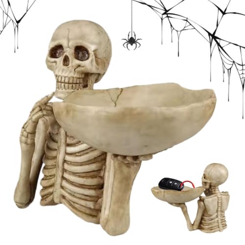 Image of Halloween Candy Dish Horror Skeleton Resin Figurine