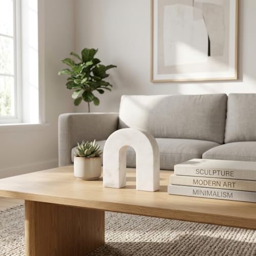 Decoración de mármol Horseshoe para mesa blanca, 5 x 2 x 6 pulg miniatura 2